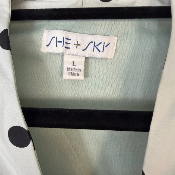 She + Sky Polka Dot Midi Dress in Light Green and Black - Picture 4 of 5